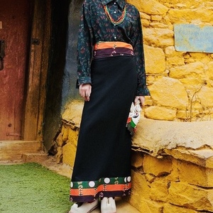 女士藏装郭庄舞长裙藏式半身裙藏式舞蹈裹裙藏族服装民族风一片式