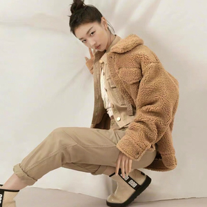周冬雨同款ugg羊羔绒外套女短款2020冬季新款宽松保暖泰迪颗粒绒