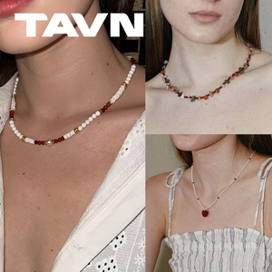 TAVN waki【奶油莓果/火山石/野莓日记】红白色系手工串珠项链