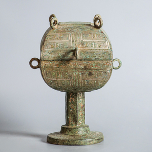 周鼎青铜器春秋错银青铜方豆仿古摆件文庙祭祀礼器古董收藏覆斗形