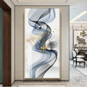 天画家居 天下画仓 现代轻奢北欧风格金瓷画 客厅装饰画 玄关画