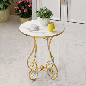 阳台金色小圆桌迷你网红茶几40公分客厅轻奢圆边几欧式铁艺小桌子