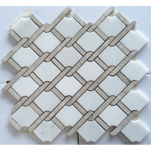 灰白石材马赛克瓷砖浴室大理石灰木纹汉白玉编织大理石背景墙墙贴