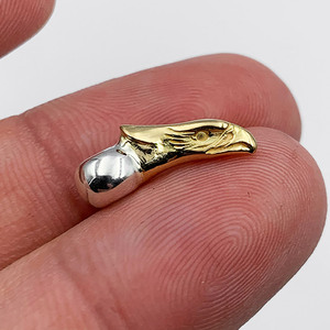 小光头斯基出品18k鹰头隔珠 925纯银配件 手工篆刻纹理 精品银饰