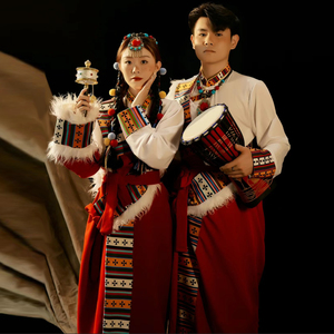 藏族服装男女款藏服藏袍情侣款民族风摄影写真西藏旅拍舞蹈表演服