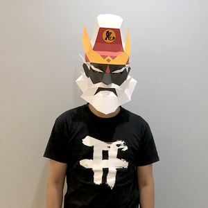 万圣节钟馗纸模头套创意手工diy制作材料包恐怖游戏表演面具道具