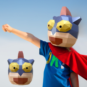 新年动感超人纸模可爱头套成人手工diy儿童面具学校年会演出道具