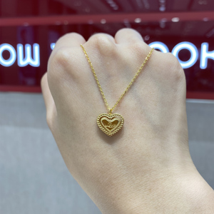 周大福黄金新款爱心love套链可旋转吊坠足金项链女计价f225357