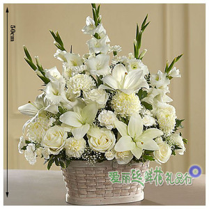 清明节菊花殡葬代送扫墓手提小花篮北京丧事提篮祭奠花蓝哀悼葬礼