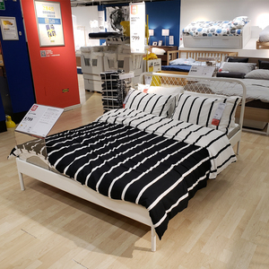 温馨ikea宜家奈斯顿床架铁艺床简易床北欧网红双人床铁艺双床轻奢