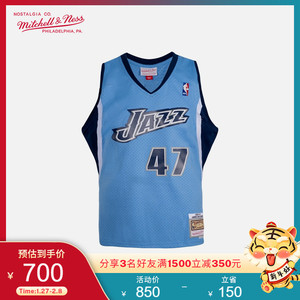 mitchellness mn09-10年爵士基里连科sw复古球衣篮球服网眼背心