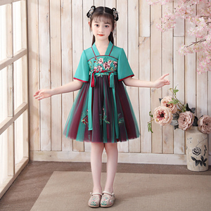 新款女童汉服夏季连衣裙中国风儿童古装裙子小女孩唐装春款礼服