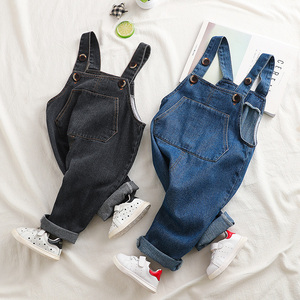 宝宝牛仔背带裤春秋开档春季新款小童裤子宽松男童婴儿可开档童裤