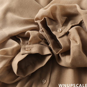 限量雀茶色!轻奢浪漫灯笼袖!高级定染色巨衬肤白时髦中袖衬衫女