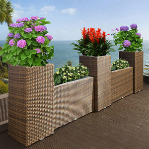 户外藤编花箱植物花盆阳台花园庭院盆栽种植花槽室外装饰藤艺花架