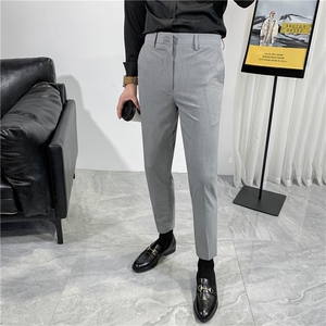 休闲9九分秋冬酉西路配皮鞋的裤子男垂直坠感小西裤职场穿搭上班