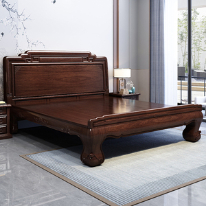 新中式红木床1.8米双人床婚床中式高档全实木古典家具主卧紫檀木