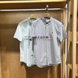 Hazzys哈吉斯男装国内专柜代购2024夏季短袖休闲衬衫ATCZK1BBK51