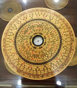 加厚珍藏版老银杏实木20公分后天八卦万安罗盘64卦图安徽源旭堂