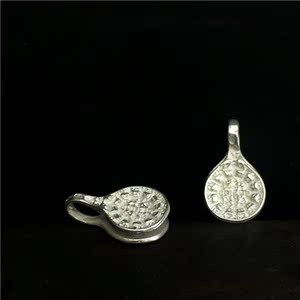 藏式藏银九宫八卦牌 卡子配饰 镀银