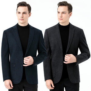 秋冬高档品牌boss oso西服男士商务休闲纯色羊毛单西装加厚外套