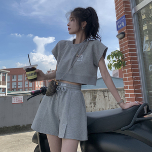 休闲运动套装女夏韩版短袖短裤时尚两件套减龄炸街小个子气质上衣
