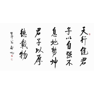 启功书法手写四尺横幅 天行健君子以自强不息 赠证书画册装饰收藏