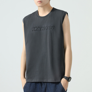 无袖背心男夏季纯棉短袖内搭坎肩休闲透气运动健身上衣潮牌重磅t