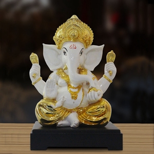 尼泊尔进口树脂彩绘泰国象鼻财神神像印度象头神象财神瑜伽办公室