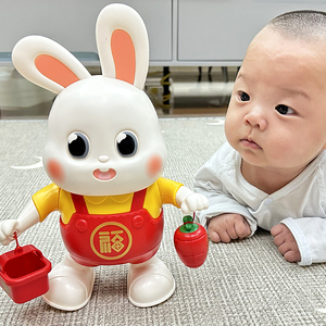 0一1岁婴儿玩具兔练习抬头训练会唱歌跳舞小福兔新生宝宝3到6月龄