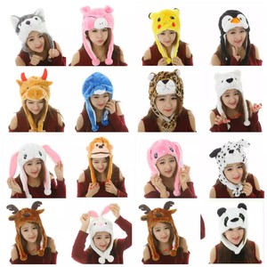 幼儿园儿童卡通熊猫老虎兔子狼动物帽子表演道具演出头饰毛绒头套