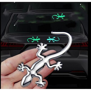汽车贴小壁虎车贴趣味装饰壁虎贴黑色金属改装车身贴个性车标尾标