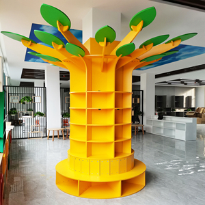 大型绘本馆柱子大树装饰书架图书馆幼儿园包柱子墙面树形坐凳书柜