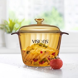 康宁晶炫visions透明玻璃锅耐高温燃气明火直烧琥珀汤炖蒸煮煲锅