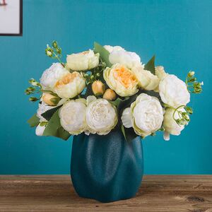 餐桌花瓶矮款宽口大口径客厅插花结婚花瓶摆件花一对装饰陶瓷花器