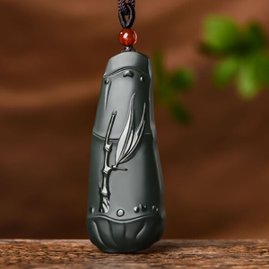 和田玉青玉竹节玉吊坠步步高升竹报平安玉坠玉佩玉石挂件竹子玉牌