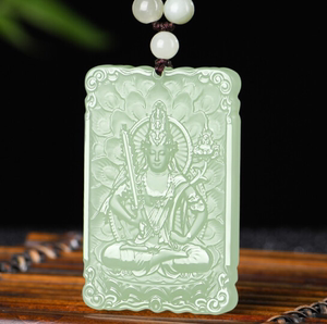 和田玉虚空藏菩萨玉吊坠生肖牛虎本命佛守护神男女士款玉石玉牌玉