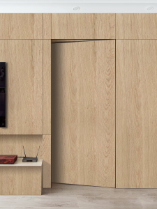 北欧轻奢实木隐形门木饰面护墙板背景墙裙客厅隐藏暗门装饰板定制