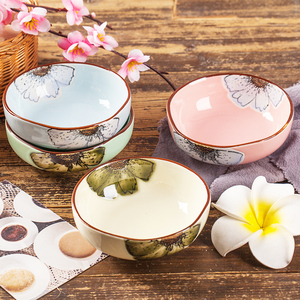 一片冰心 景德镇彩釉可爱家用陶瓷饭碗日式和风碟碗餐具