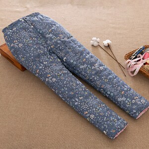 女式纯棉花棉裤高腰