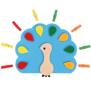 幼儿园区域作业不织布玩教具早教益智区角diy手工材料孔雀夹夹子