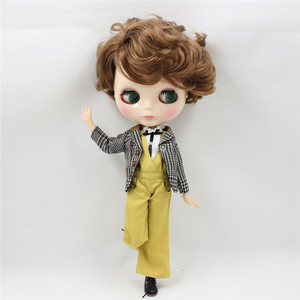 blythe小布娃娃 棕色偏分短发男孩 男素体关节体裸娃 适合改娃