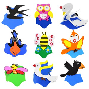 儿童节乌鸦头饰天鹅小鸟鹦鹉帽子幼儿园表演角色扮演小动物立体面