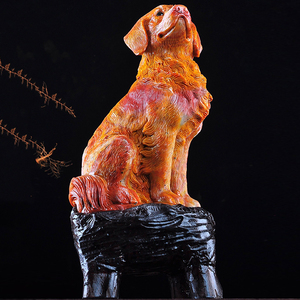 泓忆福建寿山石狗狗雕像手作雕刻摆件玉石收藏品居家送礼摆件