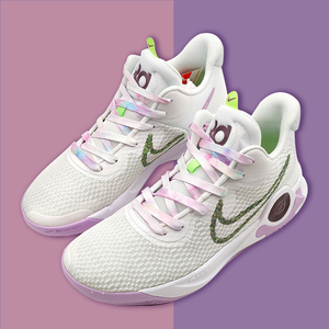 鞋配nike kd trey 支线5ix ep杜兰特欧文白紫 浅绿 轧染腰果鞋带