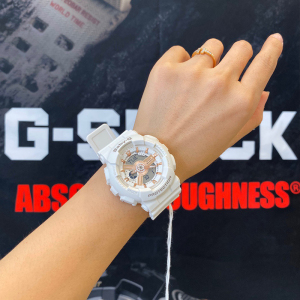 美国代购直邮casio卡西欧白玫瑰金人气时尚防水运动手表女杨紫款