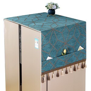 和风防尘罩冰柜双门冰箱罩子新款装饰遮尘顶布轻奢北欧品牌1126p