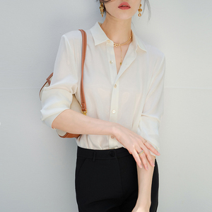 白色衬衫女士夏季正肩高级感上衣职场ol女神范轻熟风气质名媛衬衣