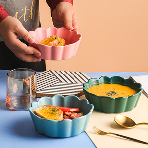 亚光纯色北欧水果碗釉下彩陶瓷沙拉碗创意烤箱烤碗家用蒸蛋花边碗