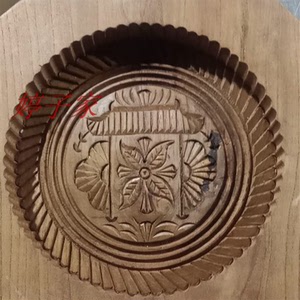 空心月饼模具实木手工雕刻空壳月饼模子临县月饼模具10-11-12cm